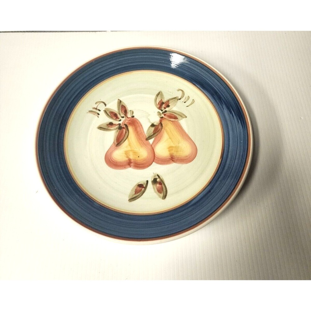 Gibson Hand Painted Pear Blue Rim 7 1/4‎ Inch Plate